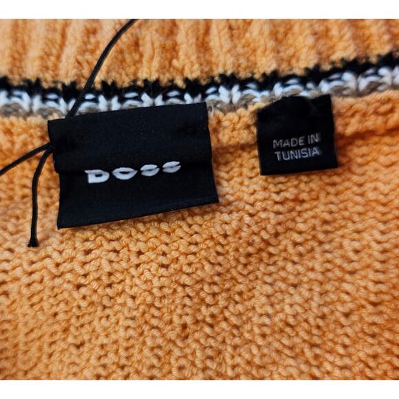 Hugo boss womens oversized slub orange knit heavy sweater EUC sz M preppy 90s - Picture 4 of 8